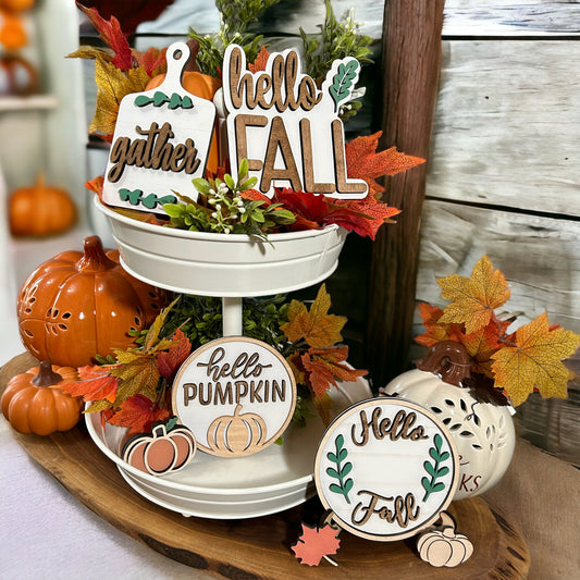 Fall Tier Tray Decor, Fall Signs, Tier Tray, Pumpkin decor, Autumn tier tray, Thanksgiving, Fall leaves, Personalized Tier Tray, Fall Decor