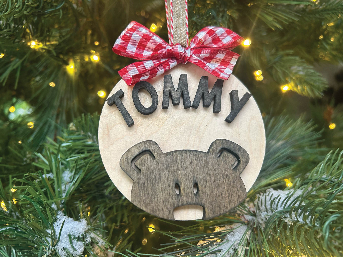 4-Inch Personalized Teddy Bear Christmas Ornament