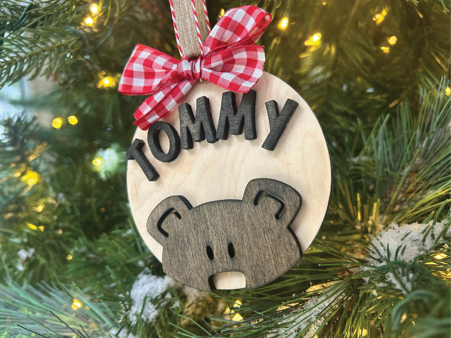 4-Inch Personalized Teddy Bear Christmas Ornament