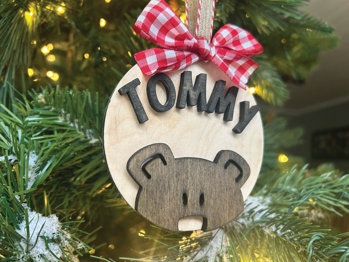 4-Inch Personalized Teddy Bear Christmas Ornament