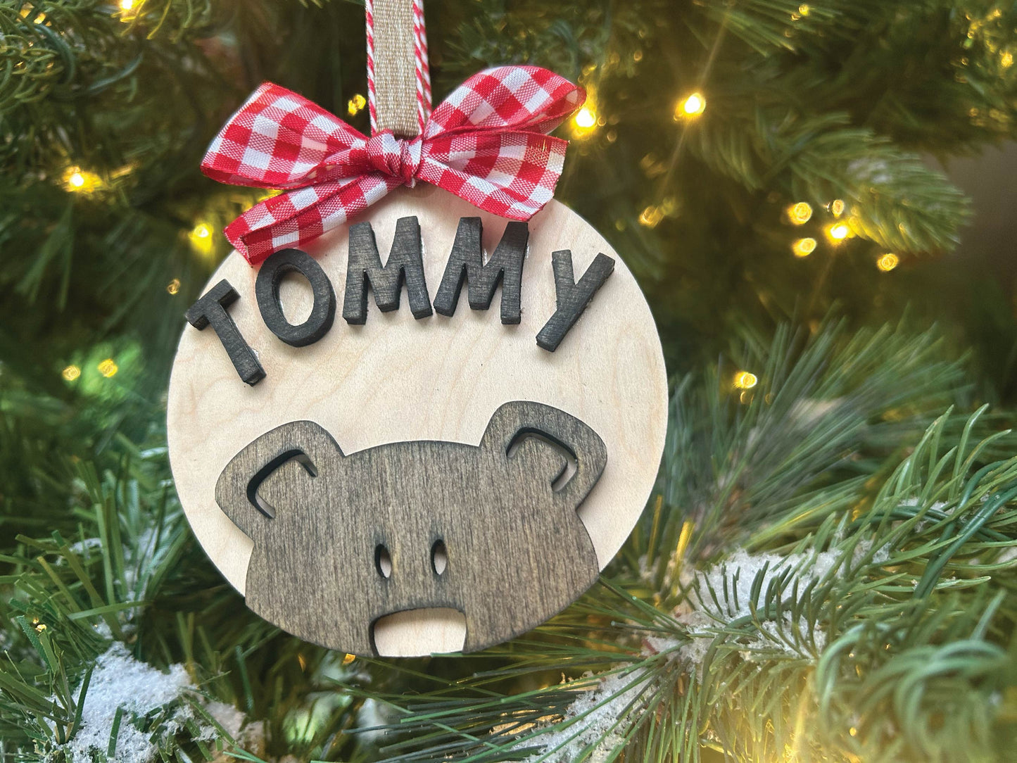 4-Inch Personalized Teddy Bear Christmas Ornament