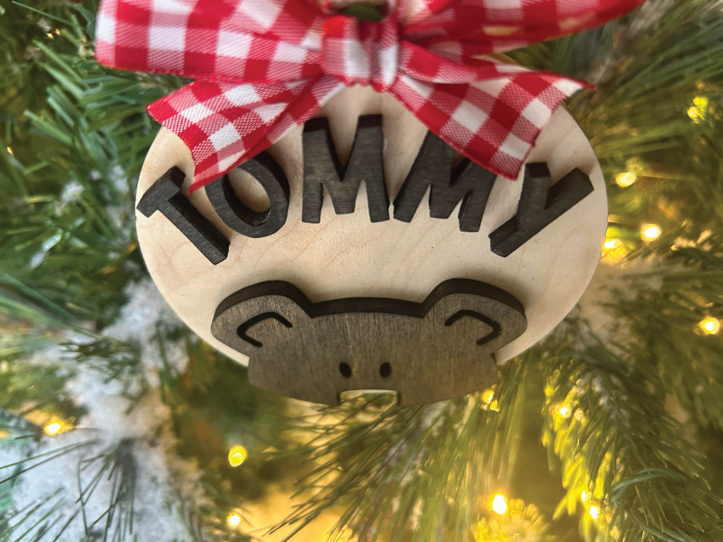 4-Inch Personalized Teddy Bear Christmas Ornament