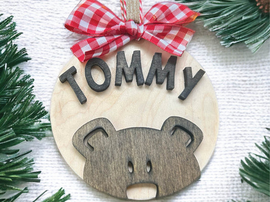 4-Inch Personalized Teddy Bear Christmas Ornament