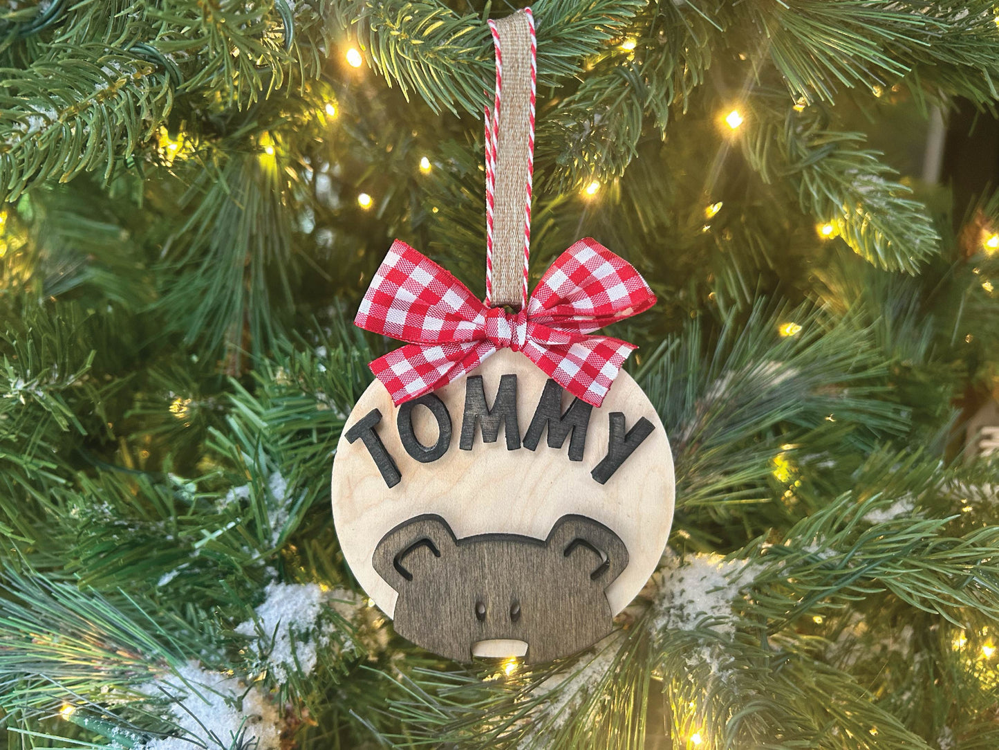 4-Inch Personalized Teddy Bear Christmas Ornament