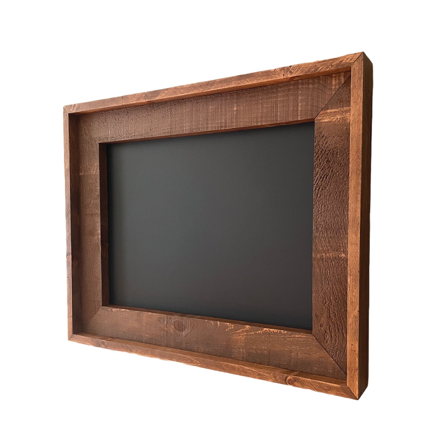 Rustic pine chalk board finished with a mitred picture frame box