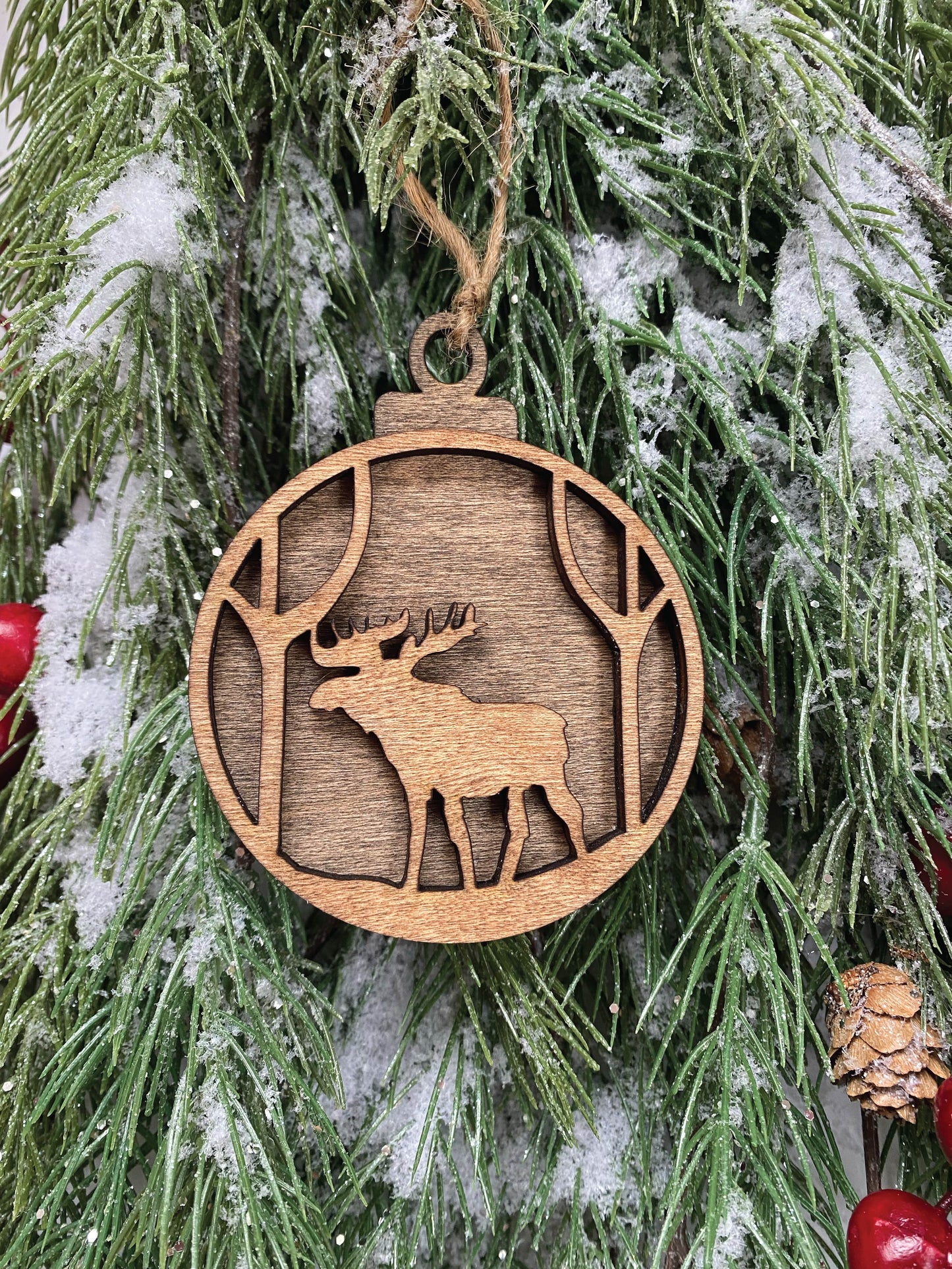 4" Moose with trees holiday/Christmas ornament