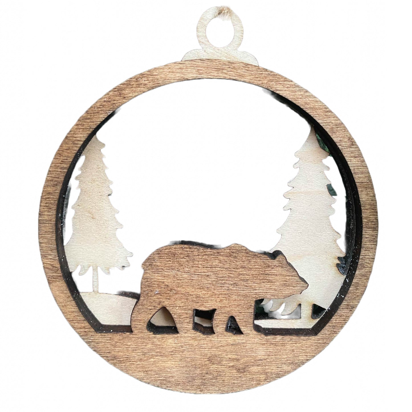 4" Bear in forest holiday/christmas ornament.