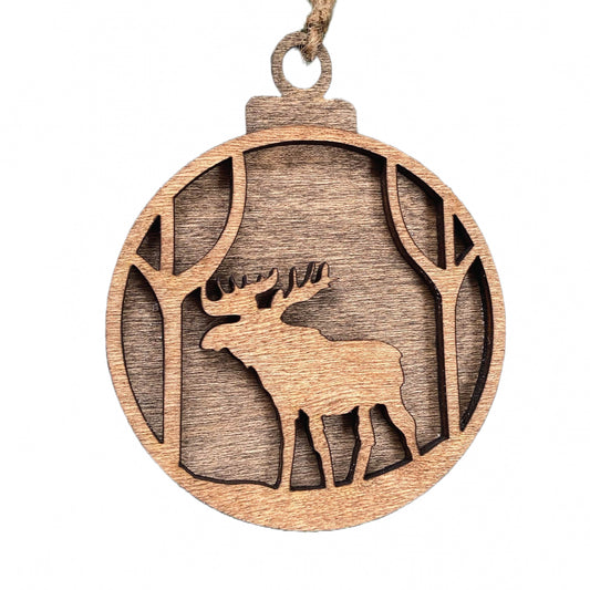 4" Moose with trees holiday/Christmas ornament